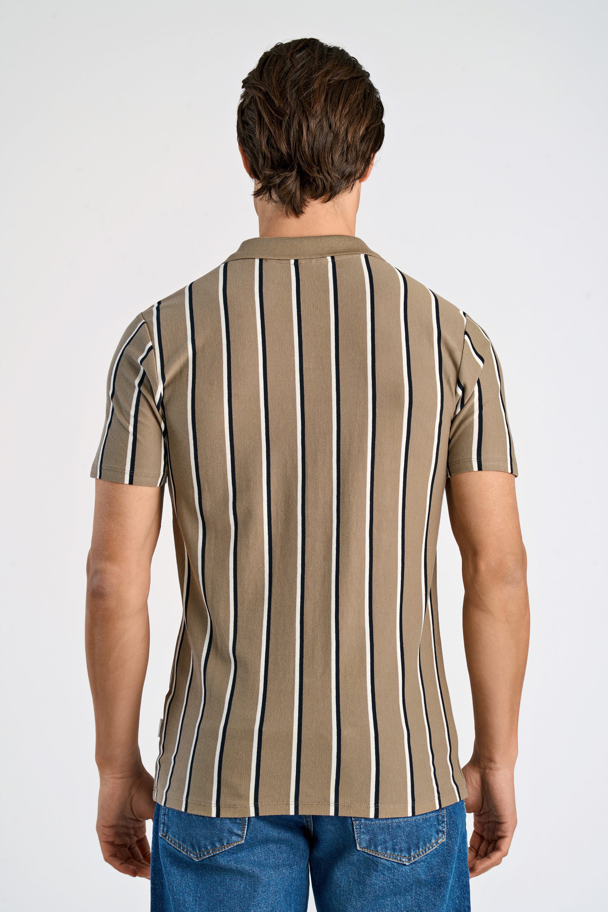 Striped piqu&eacute; polo shirt S/S