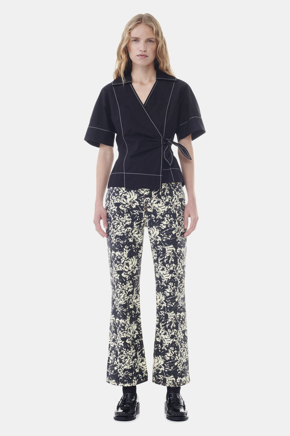 Cotton Poplin Wrap Blouse