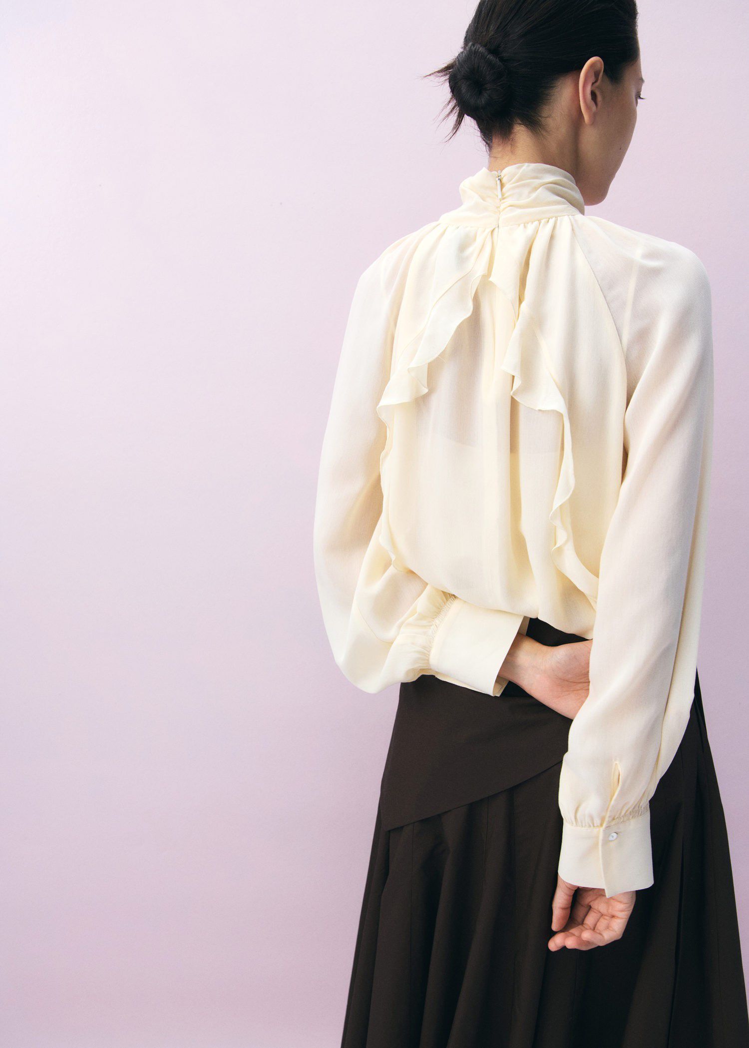 Turtleneck ruffled blouse