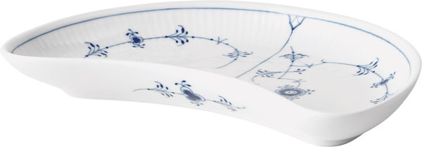Blue Fl Pl Dish Half Moon Shaped 22cm
