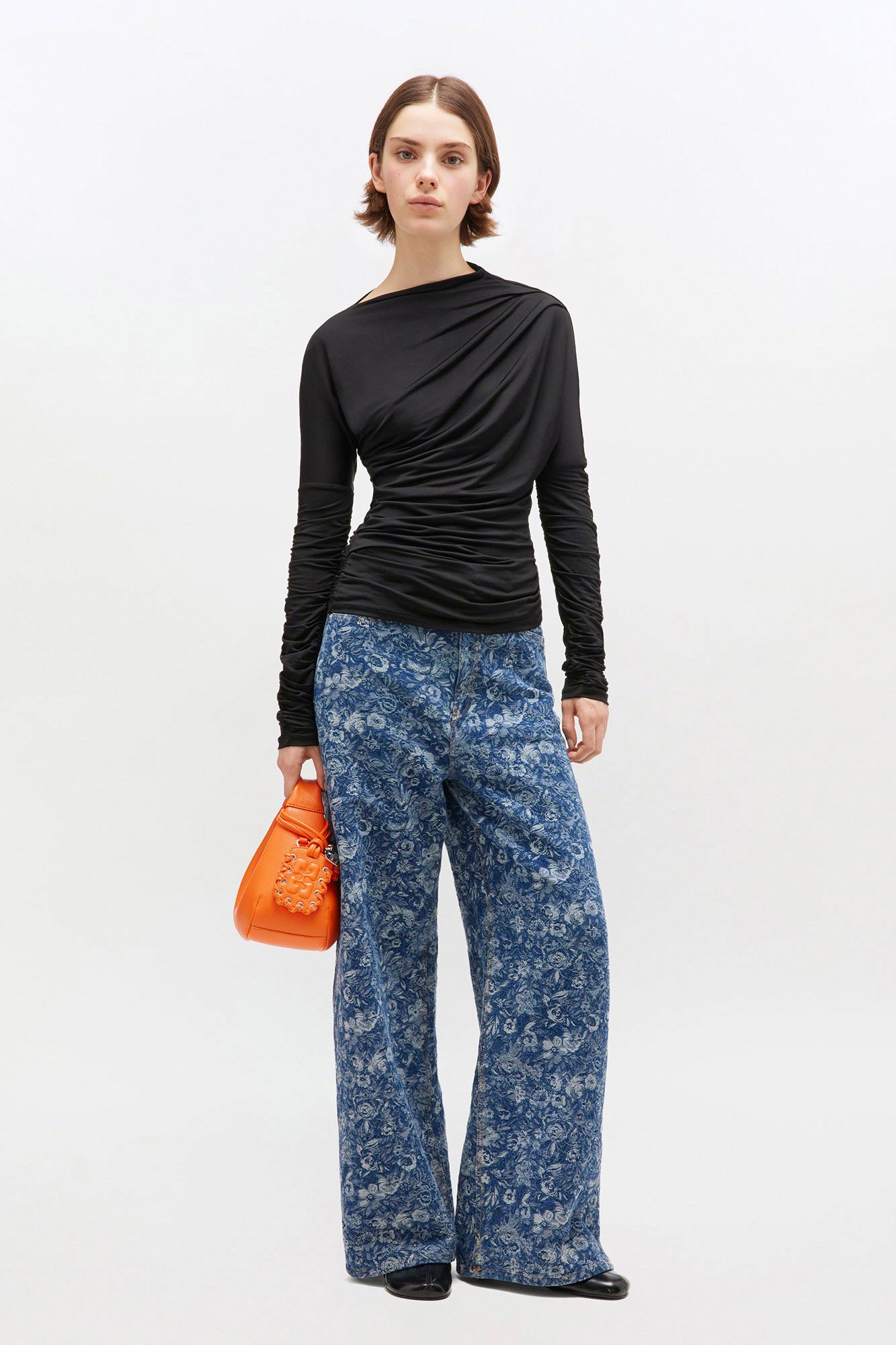 Shiny Jersey Ruched Top