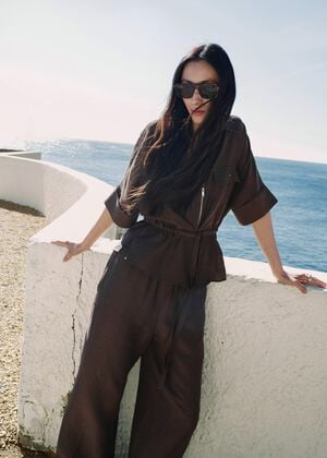 Linen blouse with belt