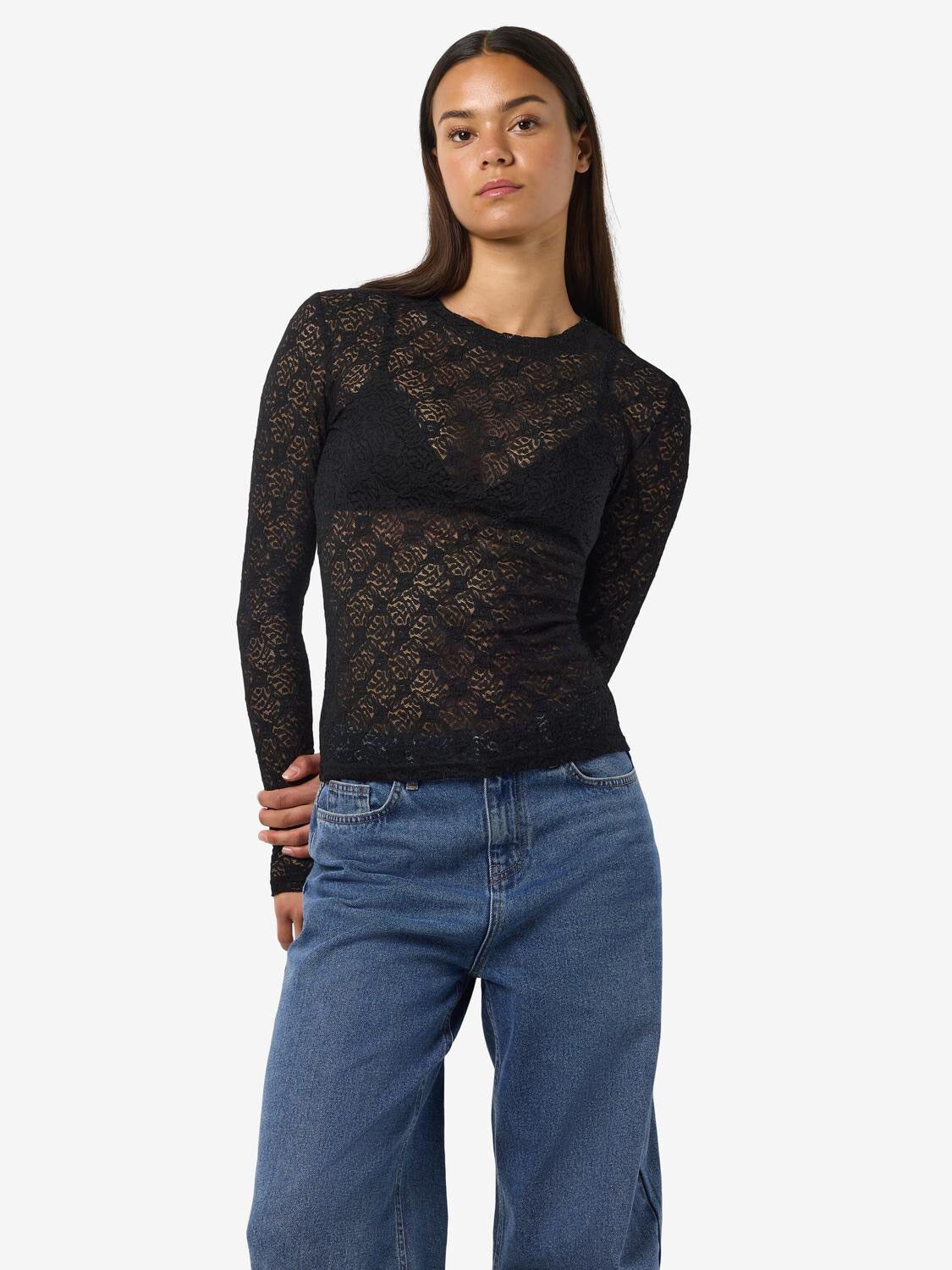 NMJUDITH L/S LACE TOP NOOS