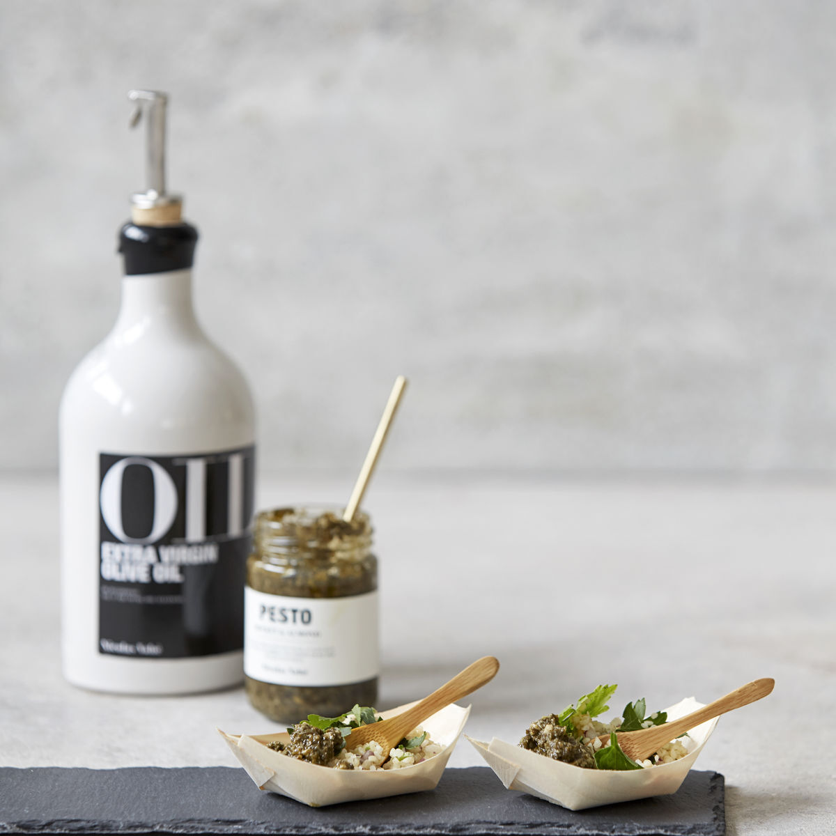 Bambus ske, w. White Rubberband