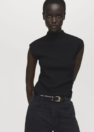 Perkins-neck knitted top