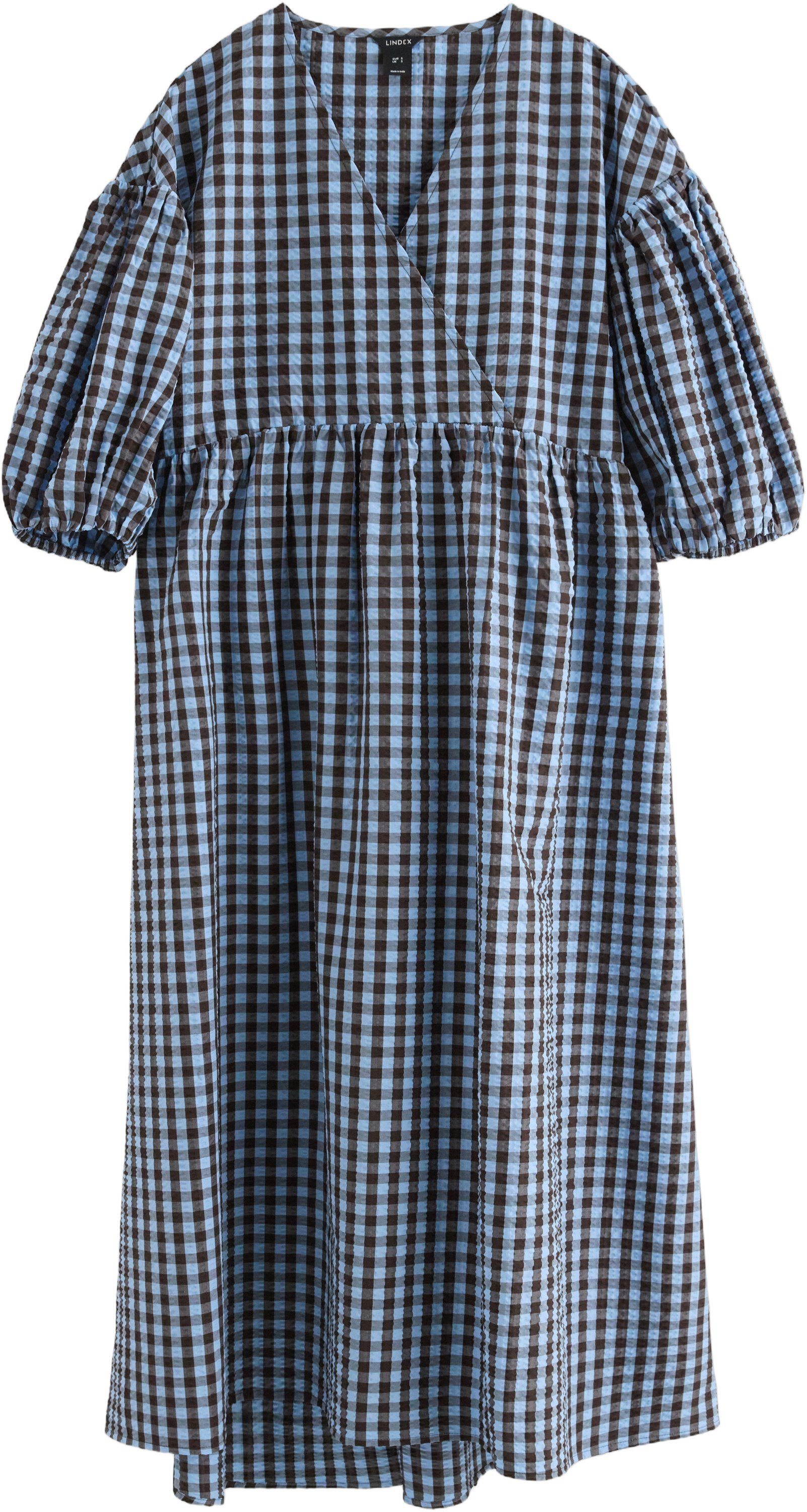 Midi dress in seersucker with short