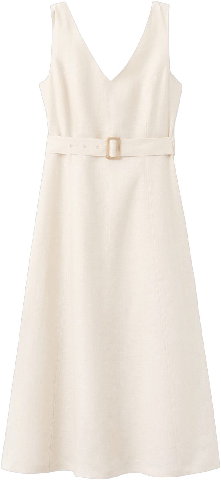 Linen midi-dress with belt