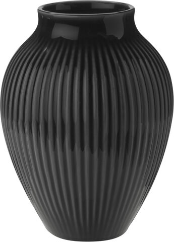 Forfatning mekanisme Ond Knabstrup, vase, riller sort, 12,5 cm