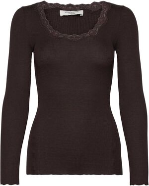 RWBabette Silk LS U-neck Lace T-shirt