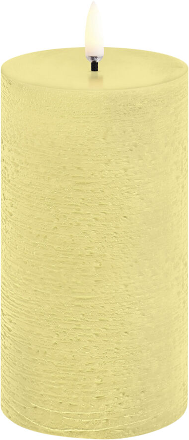 LED pillar candle, Wheat Yellow, Rustic, 7,8x15,2 cm
