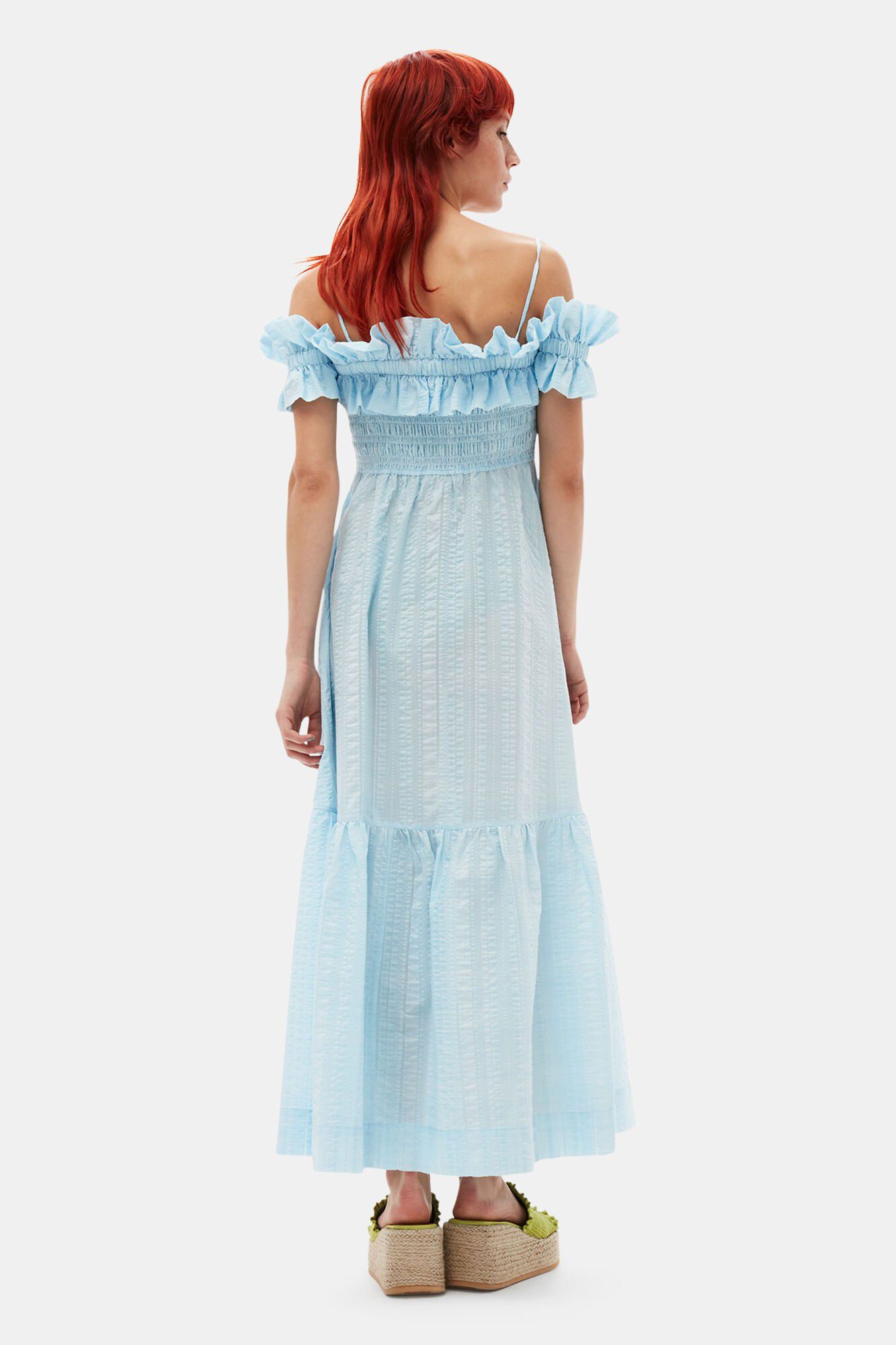 Seersucker Check Smock Maxi Dress