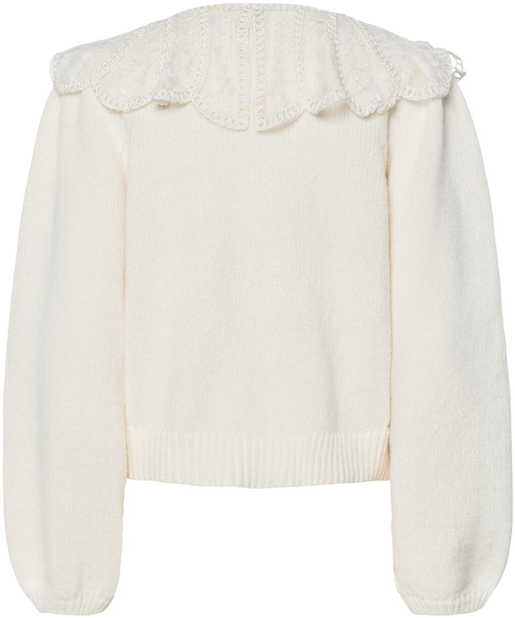 PCABBY LS LACE COLLAR KNIT CARDIGAN