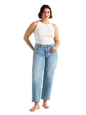 Jeans med mellemh&oslash;j talje i bomulds