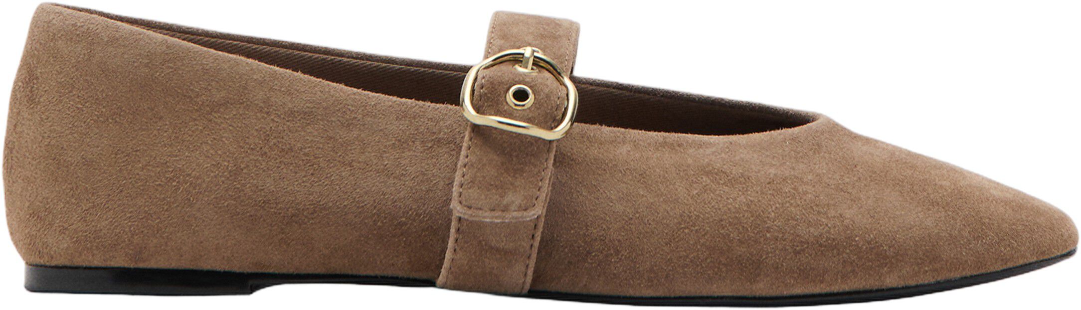 Buckle suede ballerina
