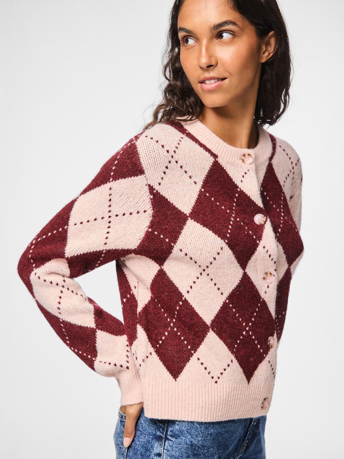 PCNYSA LS HARLEQUIN KNIT CARDIGAN D