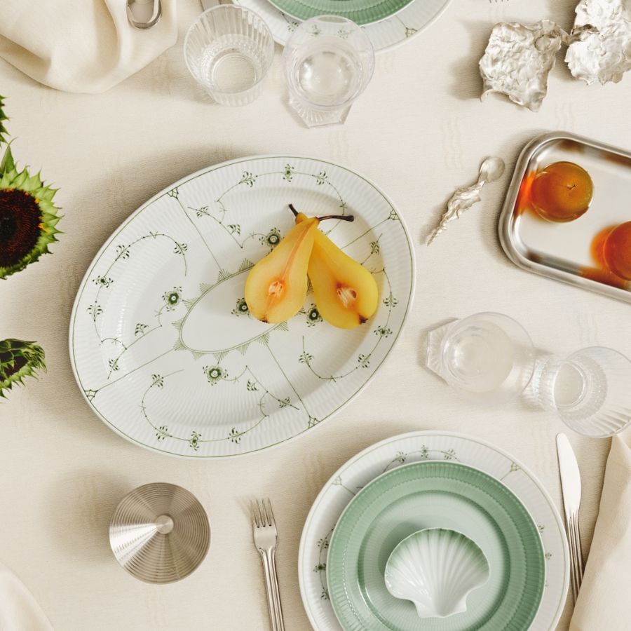 Green Fluted Pl Dish 36,5cm