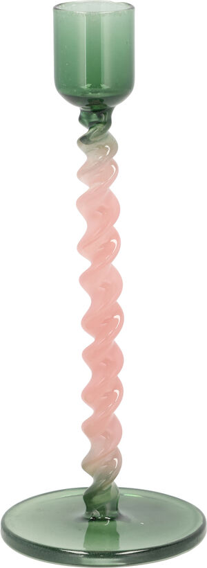 Lysestage Styles 7,4 x 16,3 cm Grøn/Rosa Glas