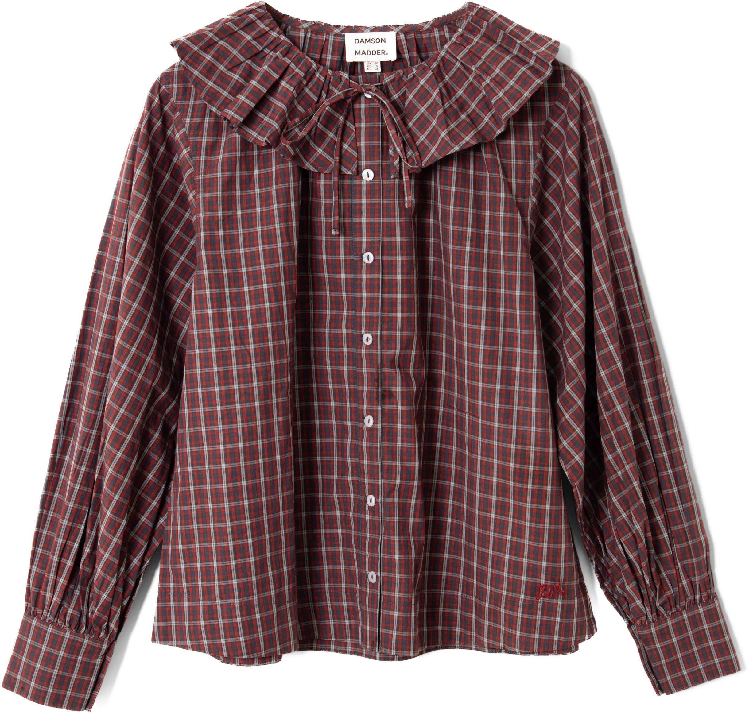COLETTE REVERSIBLE BLOUSE - BURGUNDY CHECK