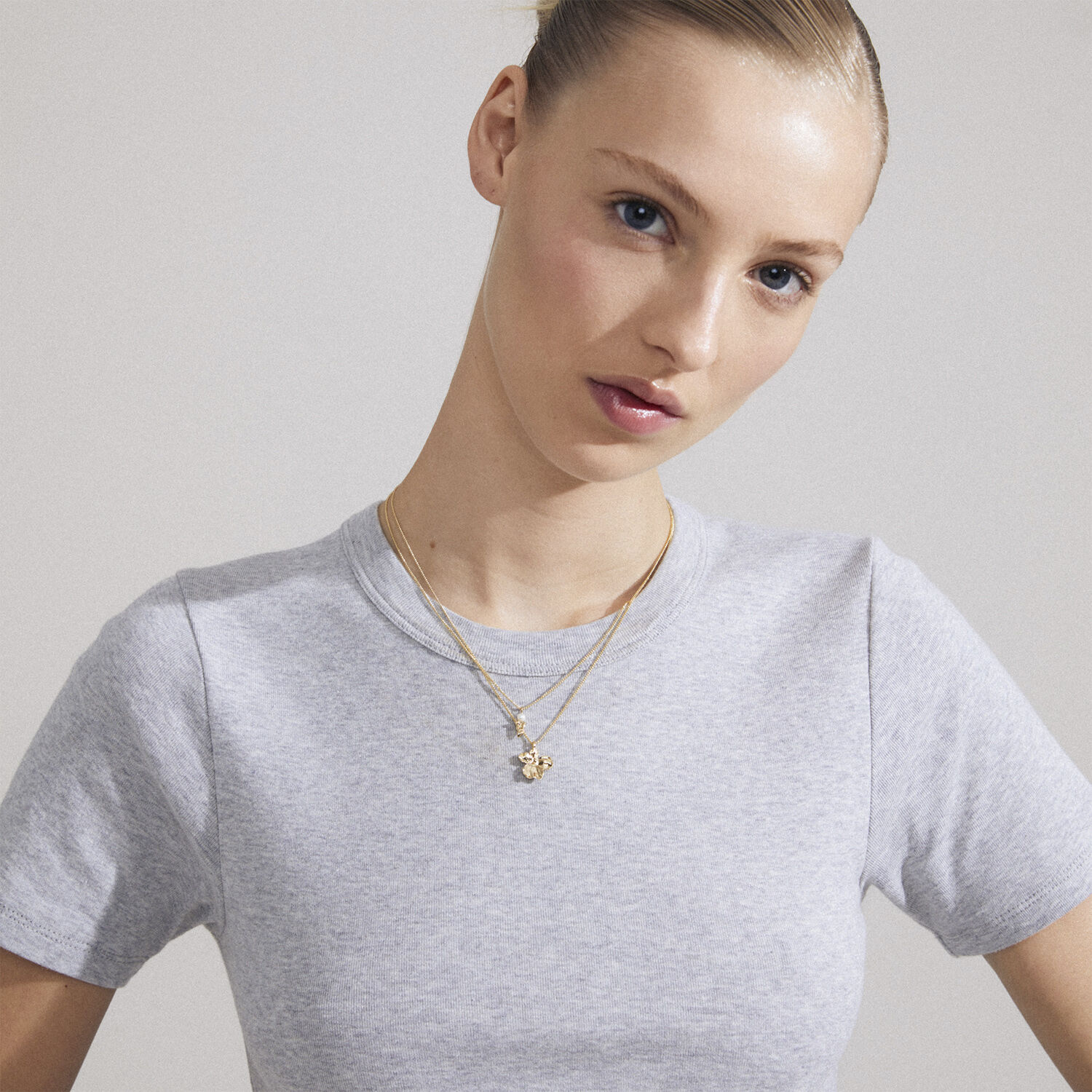 ZHURI recycled necklace 2-in-1 set gold-plated