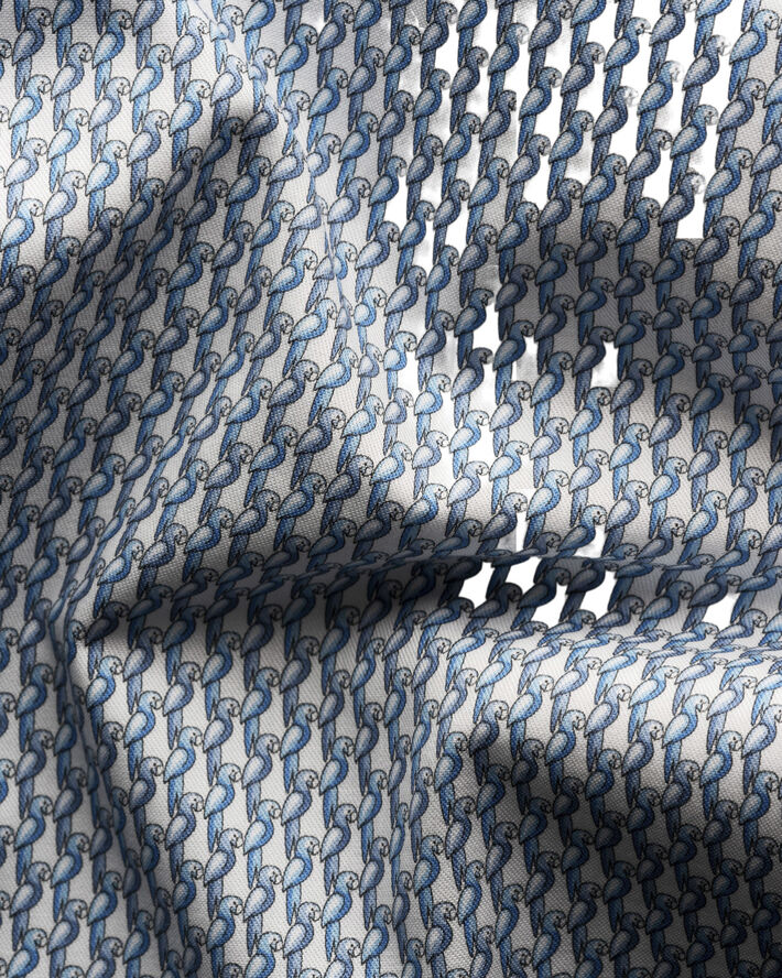 Contemporary Fit Light blue Parrot Print Signature Twill Shirt