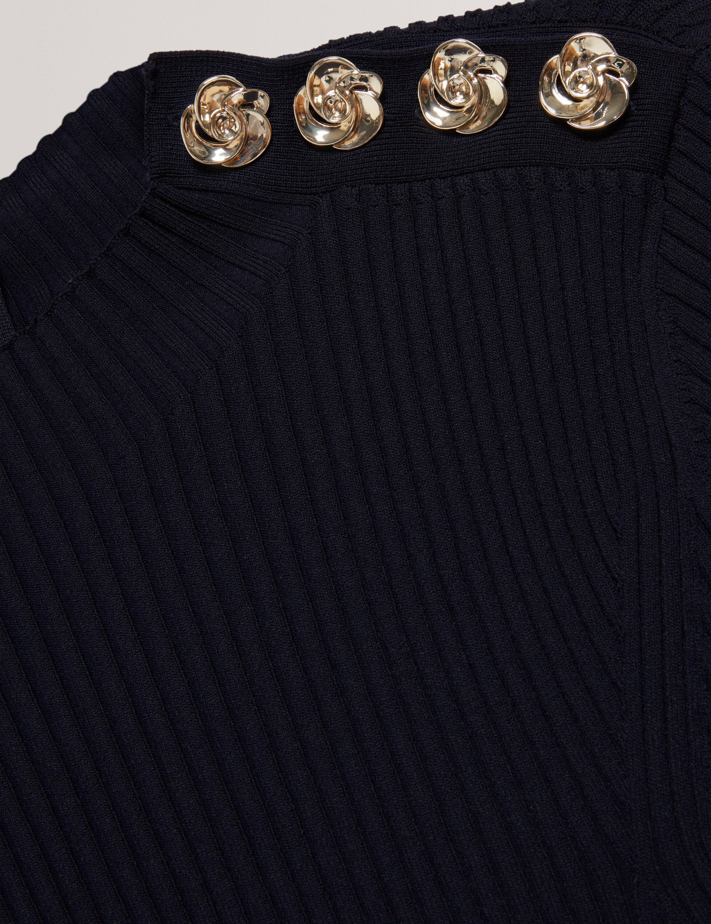 LILANO Ribbed Knit Button Detail Sk