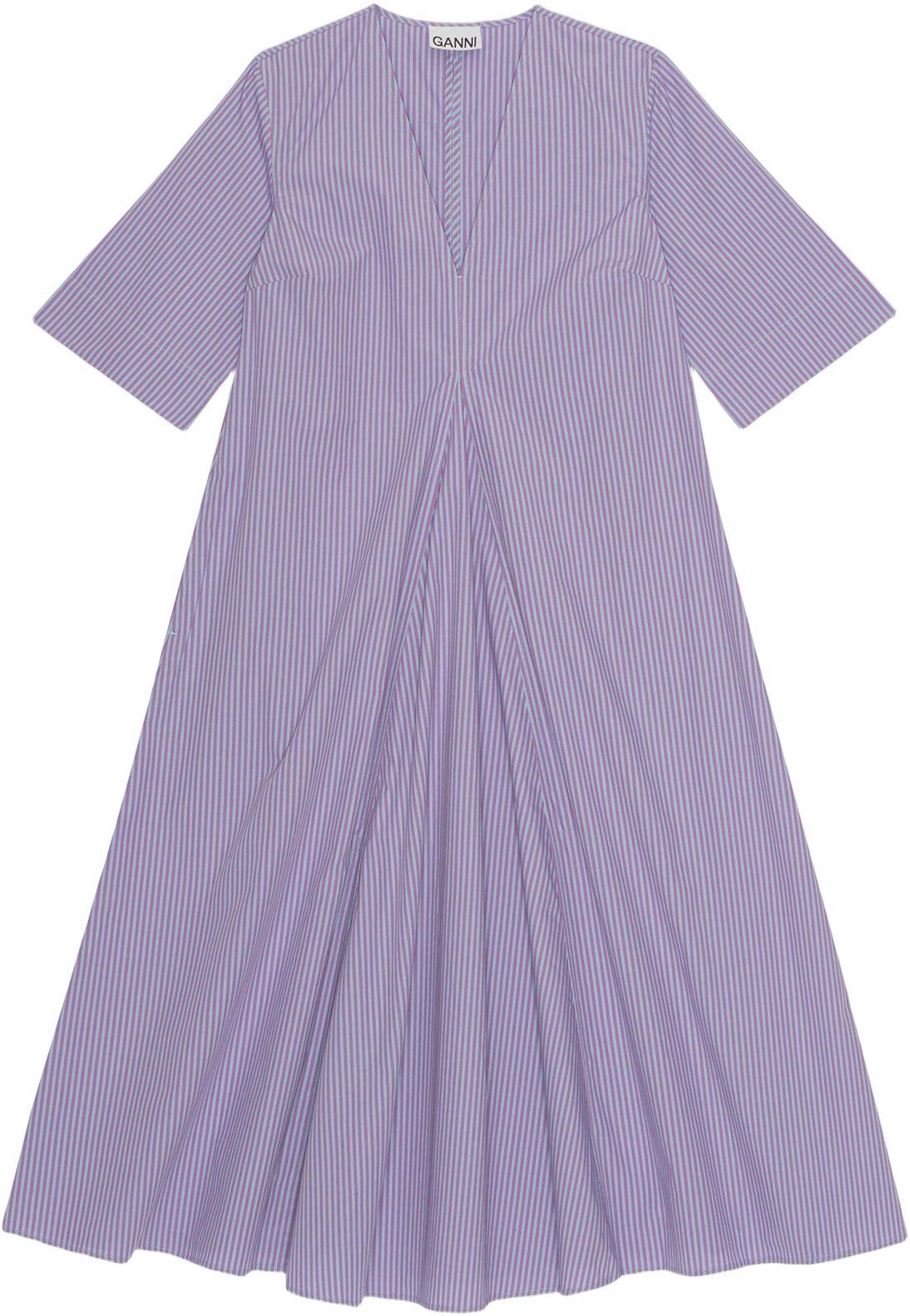 Stripe Cotton V-Neck Maxi Dress