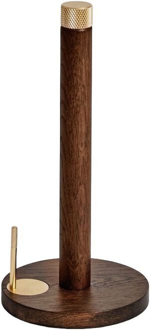 SINA Kitchen Roll Holder Dark Oak Brass