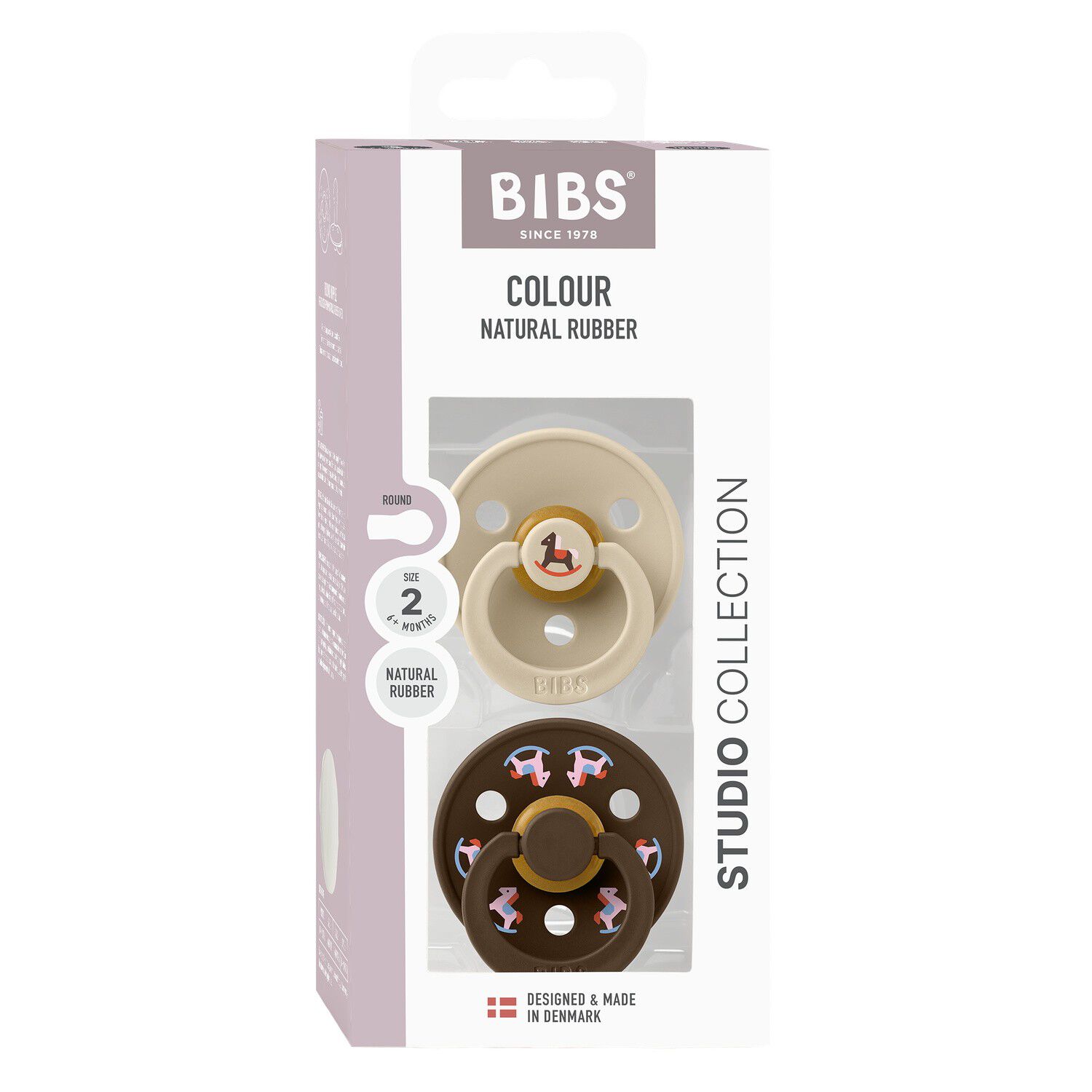 BIBS Pacifier Colour Holiday Horse 2 PACK Latex Size 2 Vanil