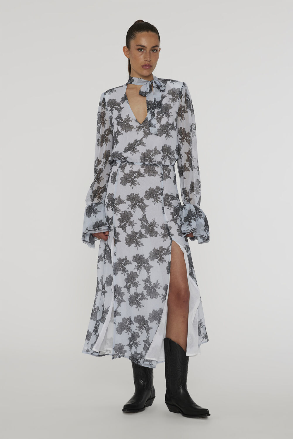 Chiffon Bow Midi Dress