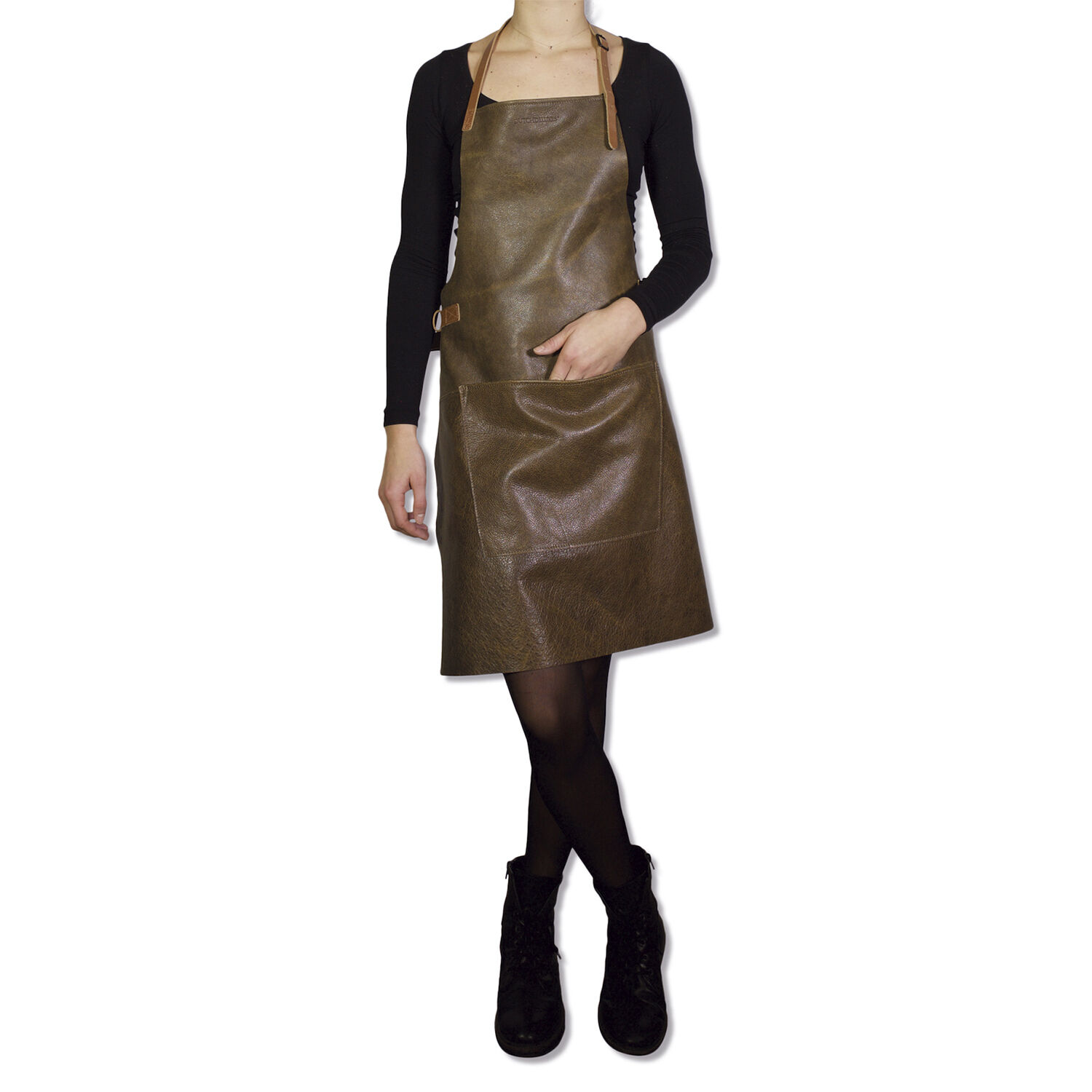 L&aelig;derforkl&aelig;de BBQ Style Apron Vintage Brown