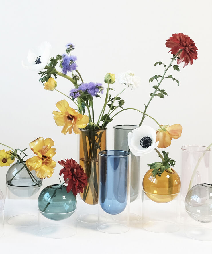 STANDING FLOWER BUBBLE, LOW TUBE, SMOKE, 802050S