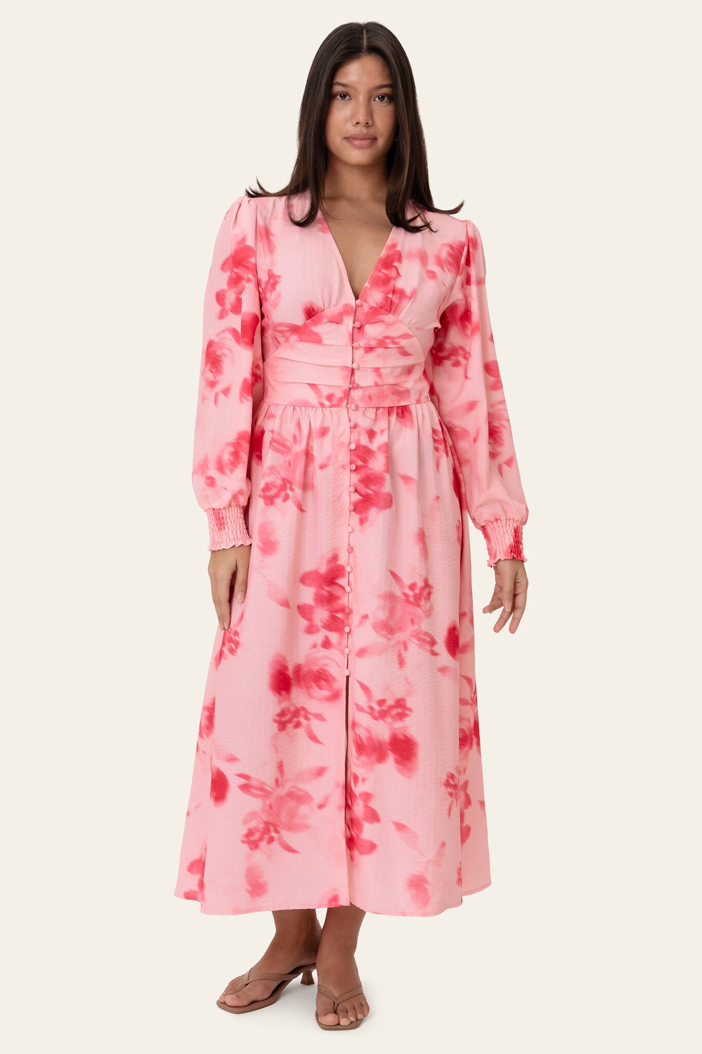 AdelIC Long Dress - Abstract Pink F