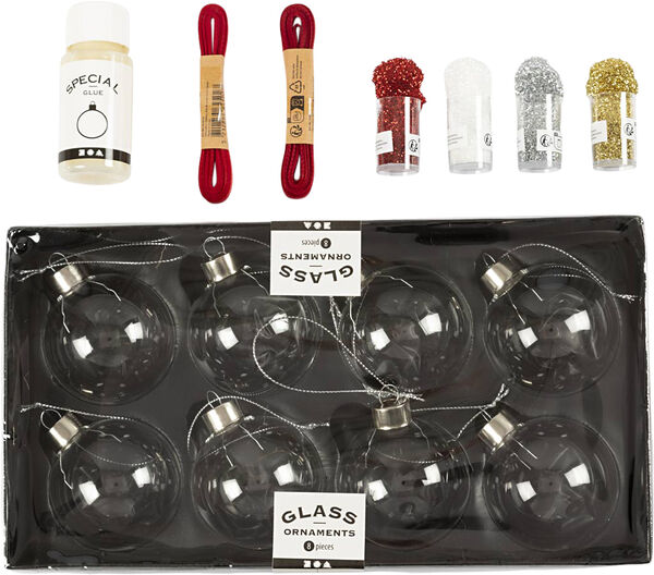 DIY Kit Julekugler, Glitter