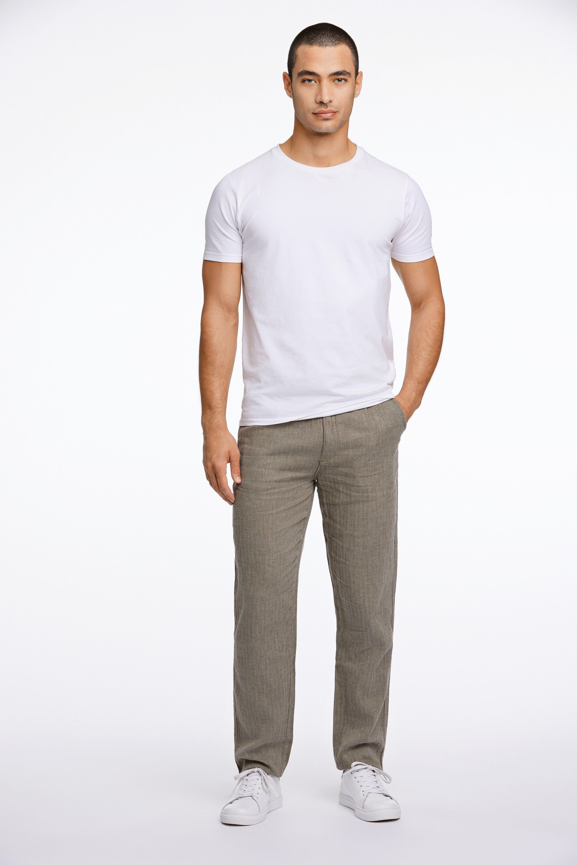 Linen blend herringbone pants