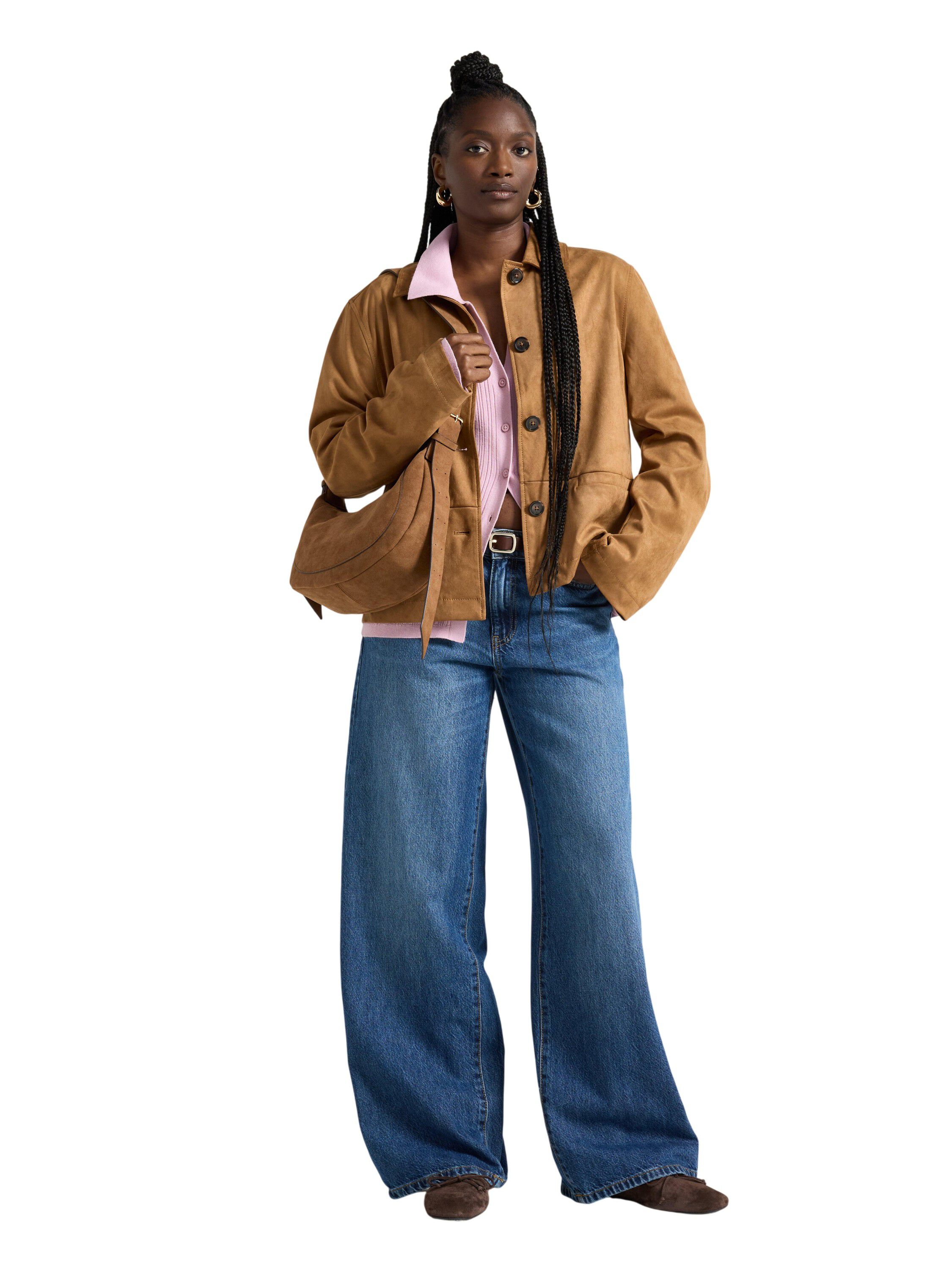 Jacket in imitation suede with butt