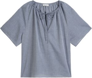 Blouse, round neck with gathering a
