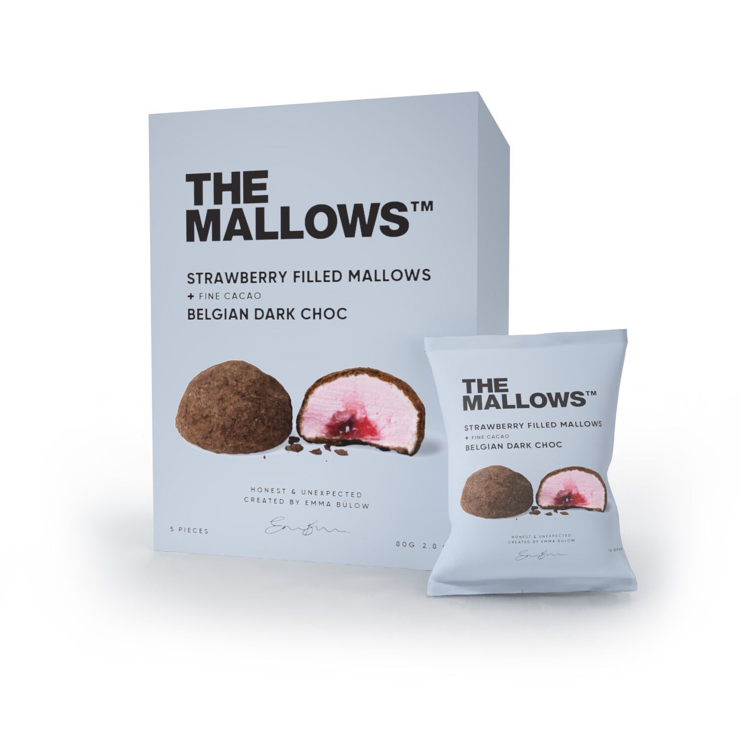 Strawberry Filled Mallows + Fine Cacao & Belgian Dark Chocolate