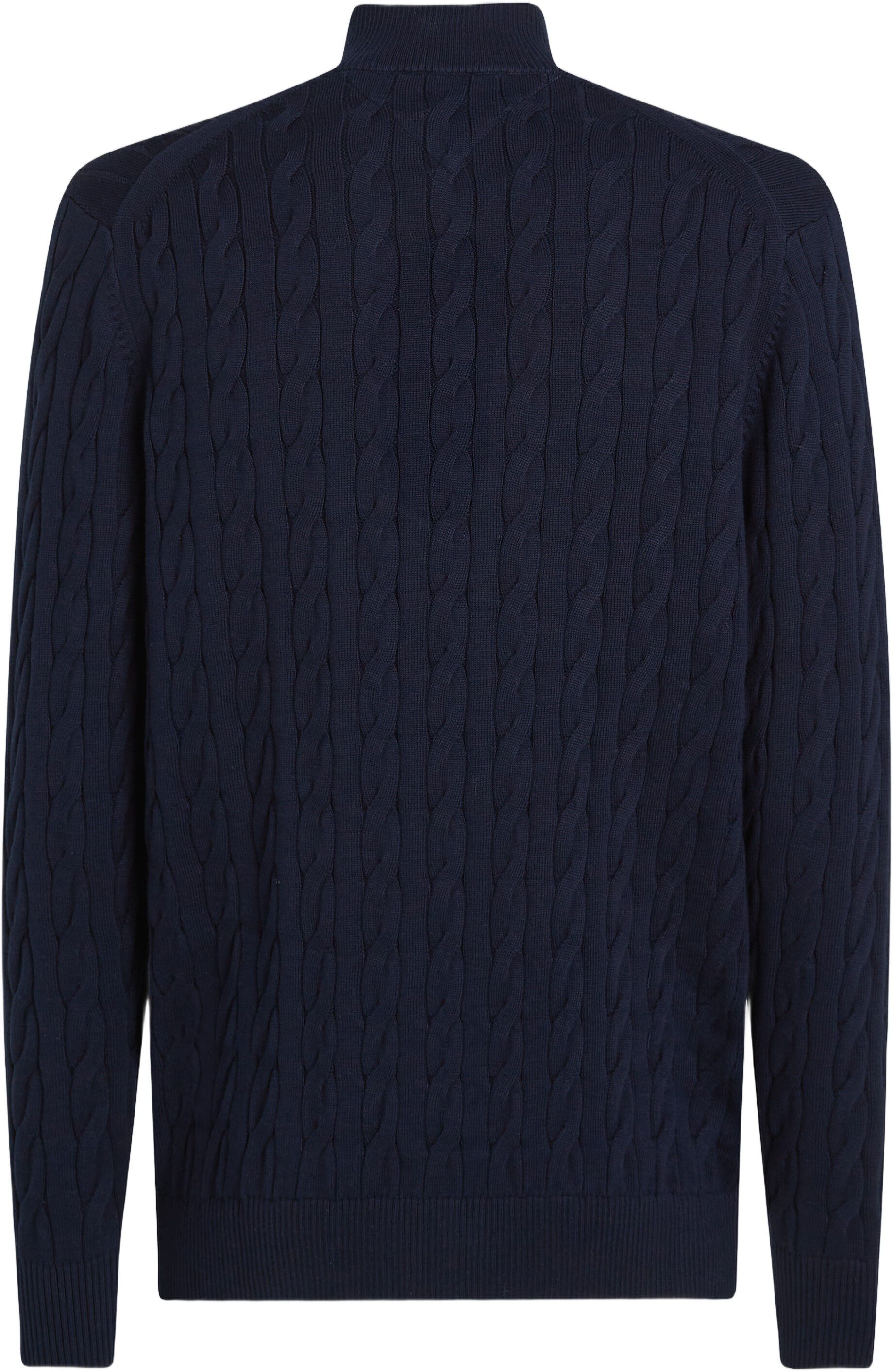 CLASSIC COTTON CABLE ZIP MOCK