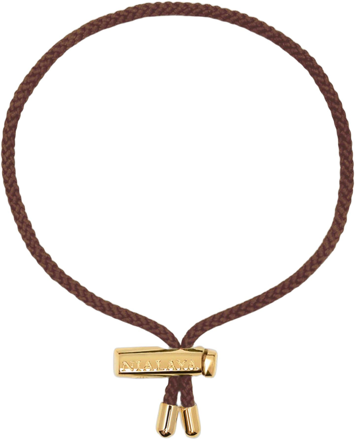 Men's Brown String Bracelet with Adjustable Gold Lock