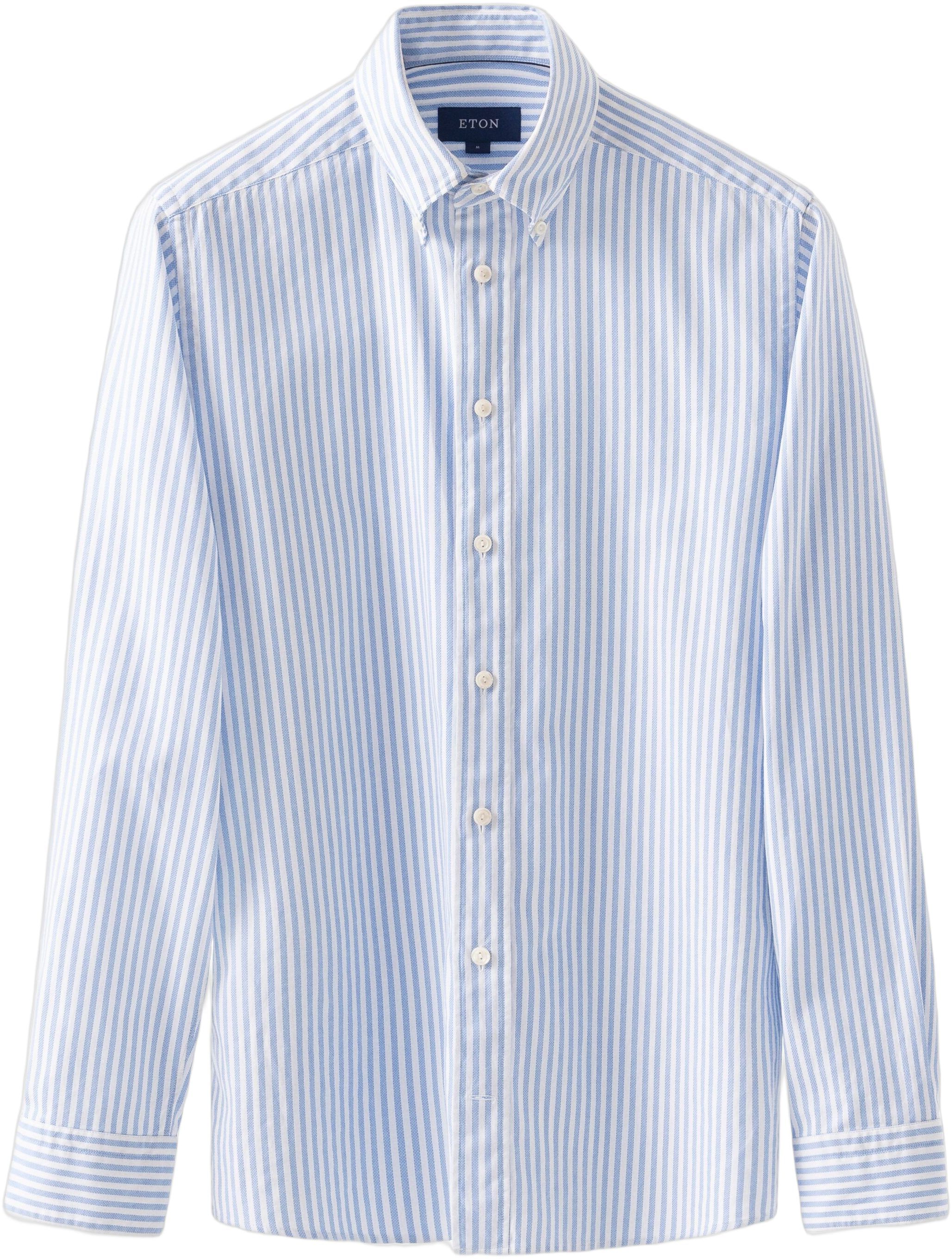 Light Blue Striped Royal Oxford Shirt - Contemporary Fit
