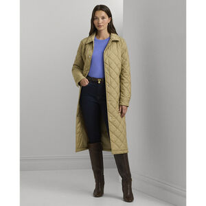 Diamond-Quilted Long Coat
