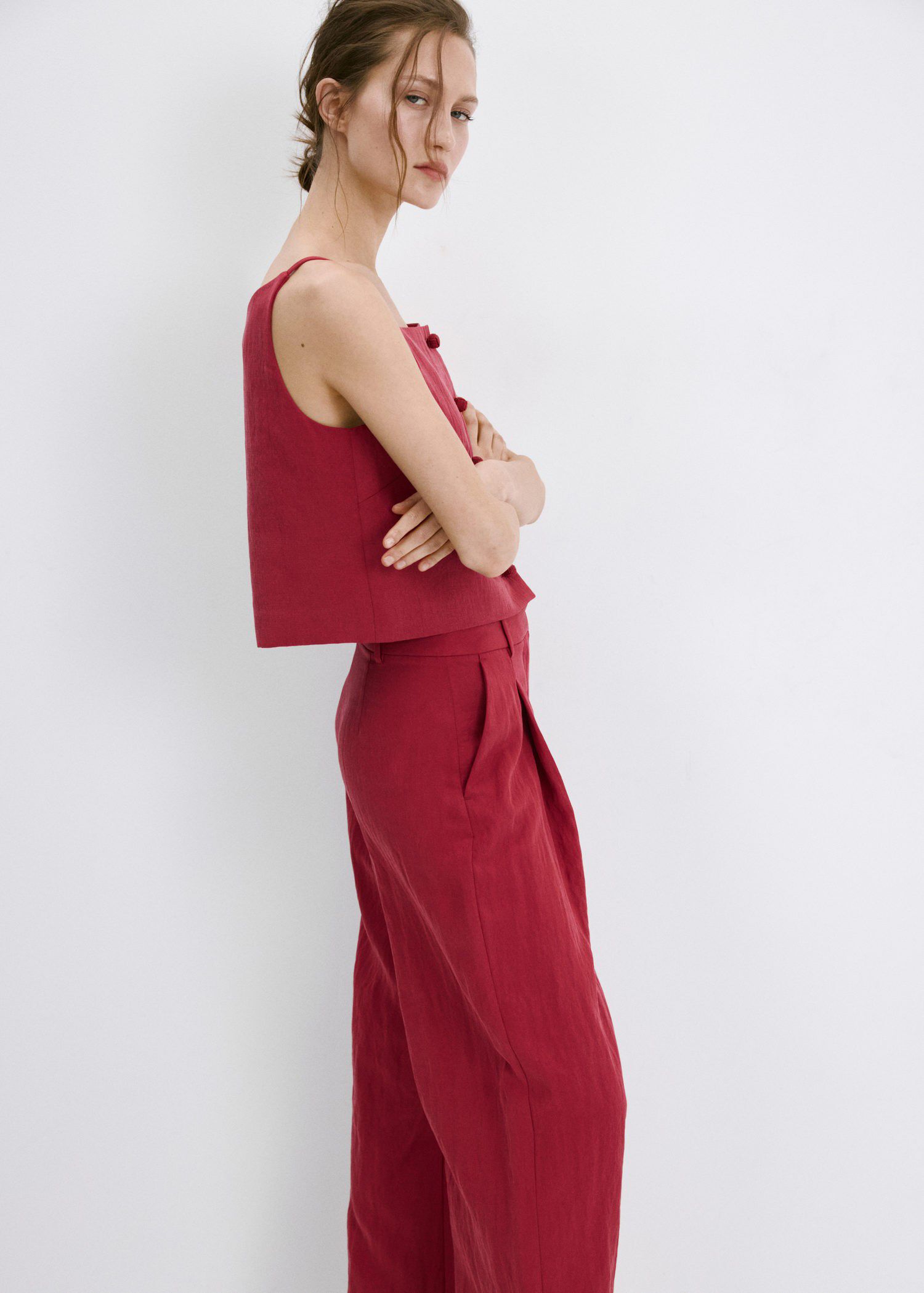 Mid-rise lyocell trousers