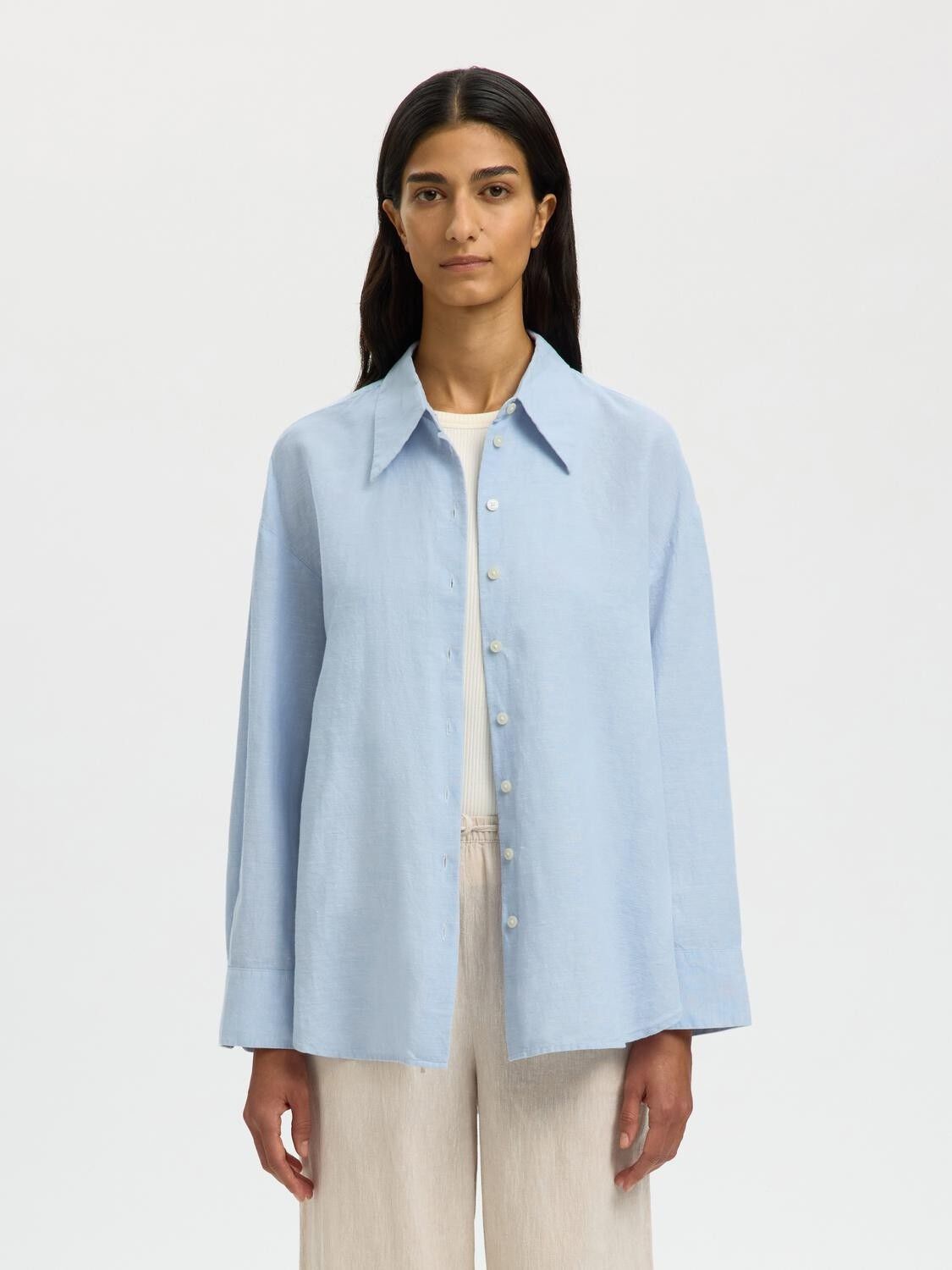 SLFCLEO OVERSIZE LINEN BLEND SHIRT