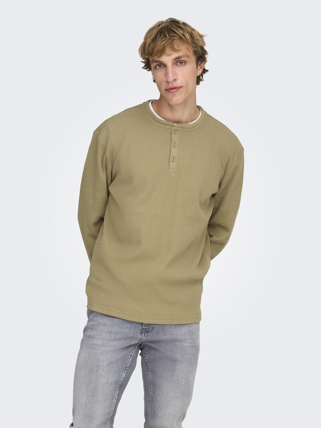 ONSTOBIE REG LS HENLEY TEE NOOS