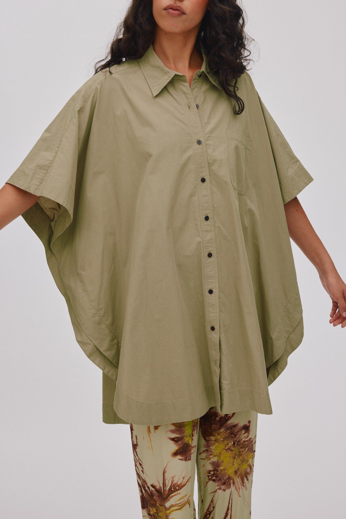 Poplin curved hem shirt dress - Ber