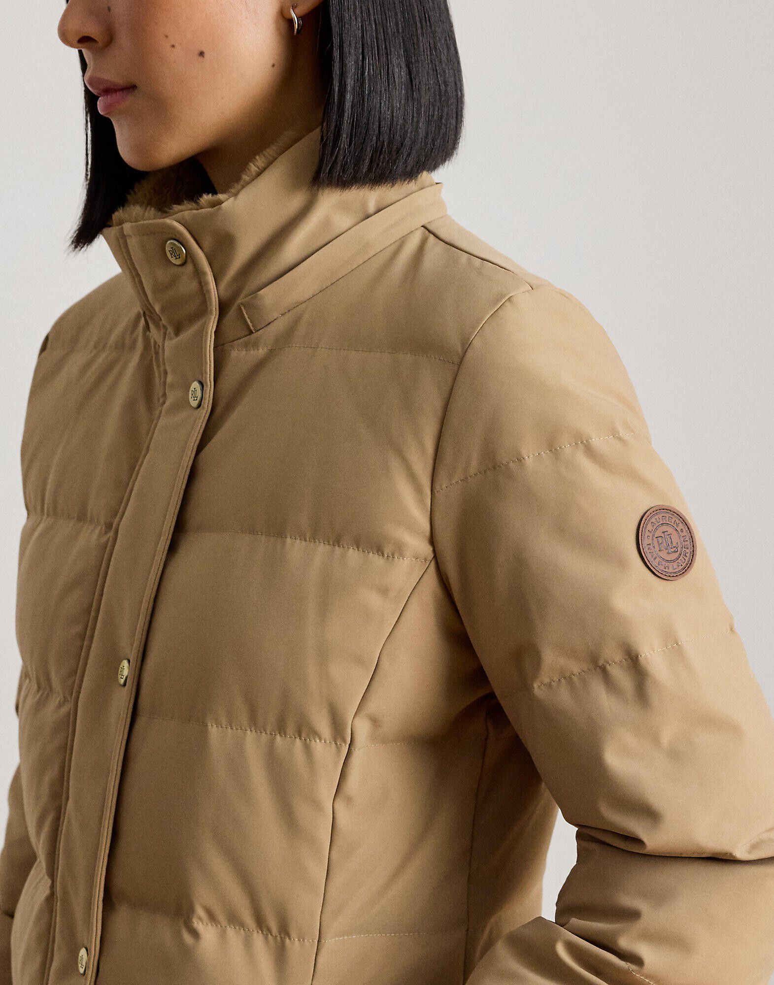 Faux-Fur-Trim Hooded Down Coat