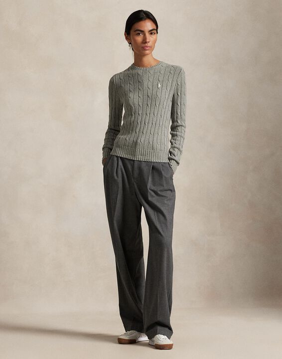 Cable-Knit Cotton Crewneck Sweater