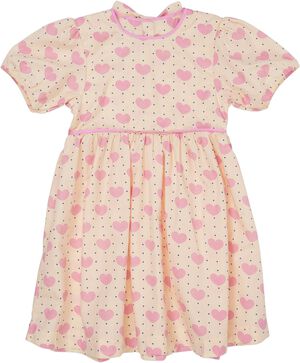 HEART & DOTS DRESS W PUFFY SLEEVE