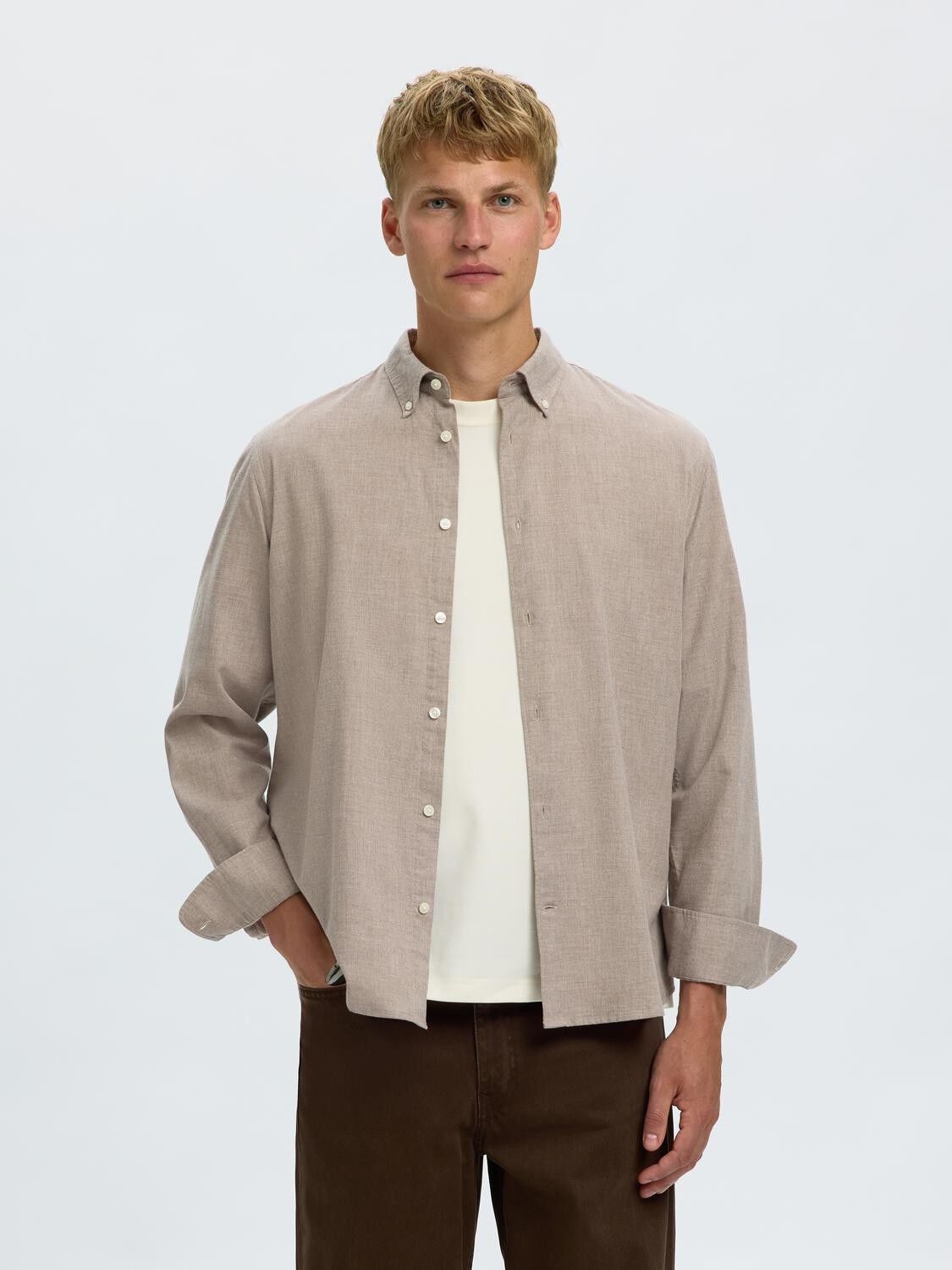 Slmcole-Jay Reg Melange Ls Shirt Noos