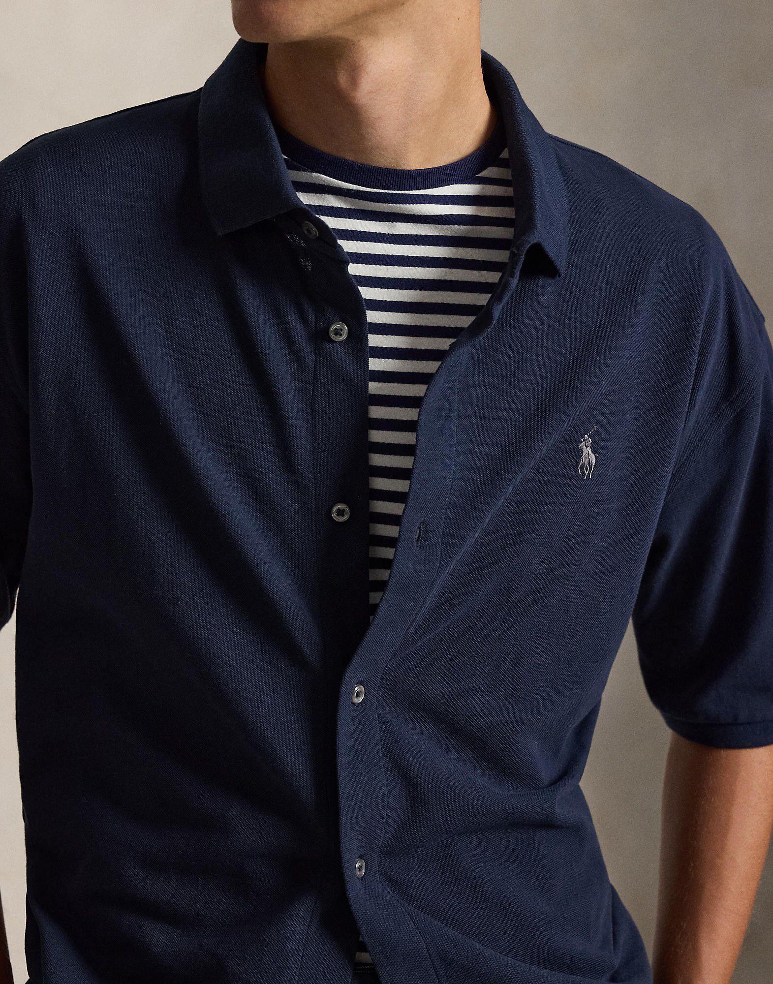 Relaxed Fit Cotton Mesh Shirt